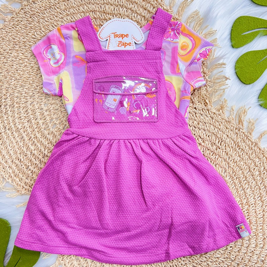 Conj. Blusa Frutinhas e Salopete Makes - Roxo